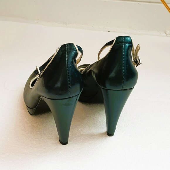 BCBGeneration Open Toe Heel Shoes 8.5 Blue 2-Tone Ankle Strap - Picture 3 of 9